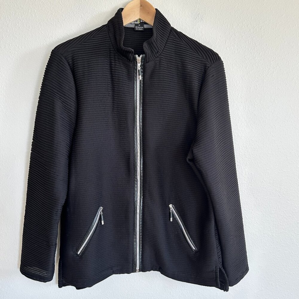 Jamie Sadock Golf Jacket M Black Ribbed Full Zip Lightweight Active
